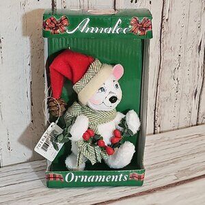 Annalee 5” Alpine Bear Holly Berries Garland Christmas Tree Ornament In Box 2013